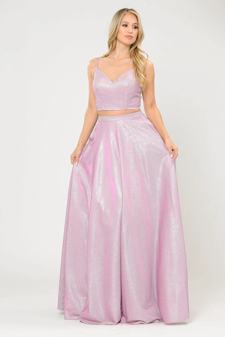 Long Iridescent Glitter Two Piece Dress By Poly USA 8676 18 Long Iridescent Glitter Two Piece Dress By Poly USA 8676