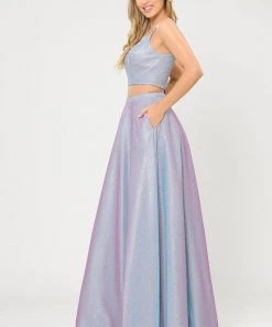 Long Iridescent Glitter Two Piece Dress By Poly USA 8676 25 Long Iridescent Glitter Two Piece Dress By Poly USA 8676