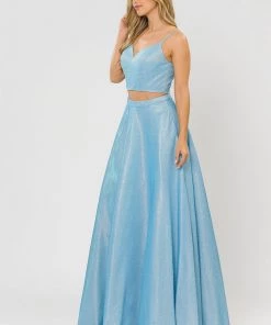 Long Iridescent Glitter Two Piece Dress By Poly USA 8676 28 Long Iridescent Glitter Two Piece Dress By Poly USA 8676