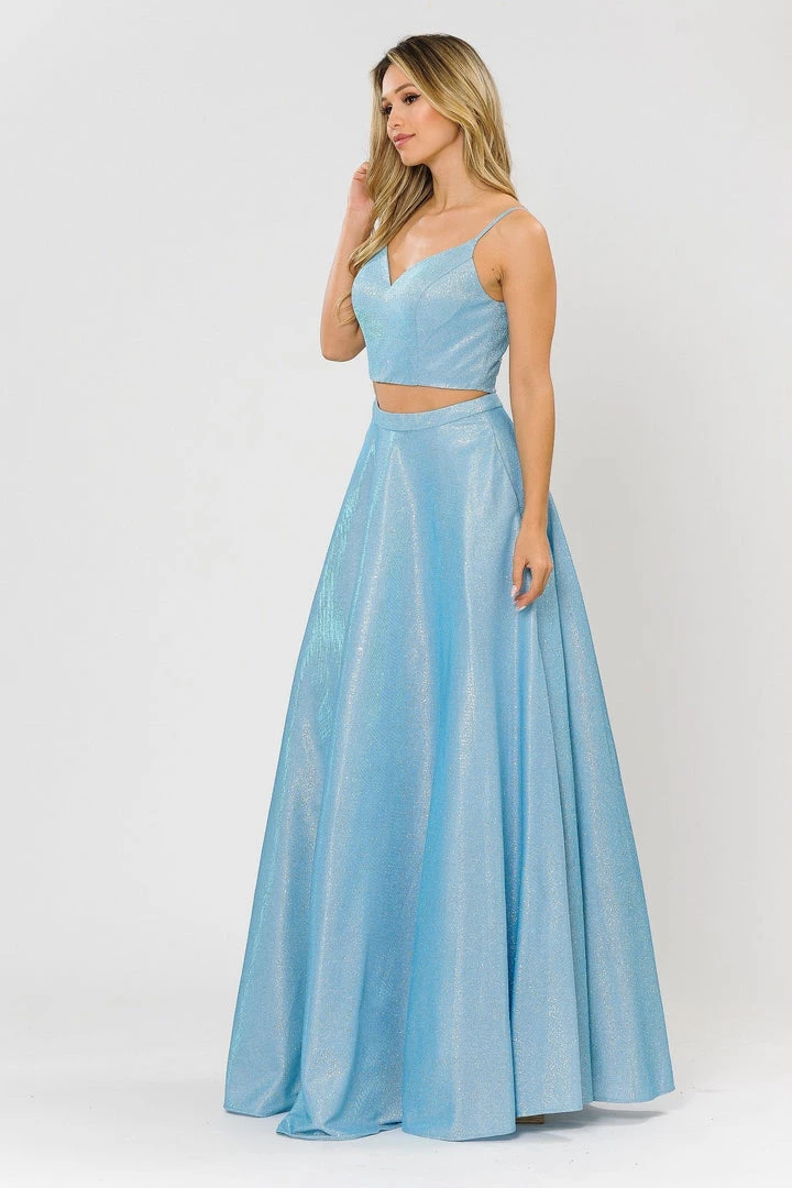 Long Iridescent Glitter Two Piece Dress By Poly USA 8676 12 Long Iridescent Glitter Two Piece Dress By Poly USA 8676
