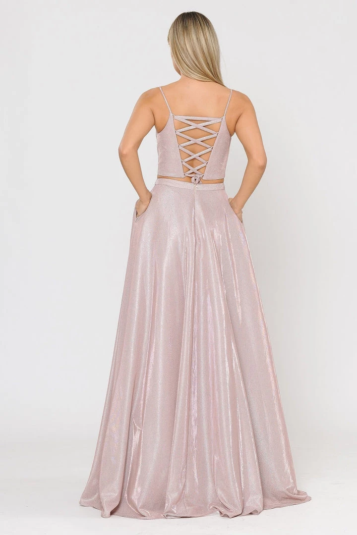 Long Iridescent Glitter Two Piece Dress By Poly USA 8676 4 Long Iridescent Glitter Two Piece Dress By Poly USA 8676
