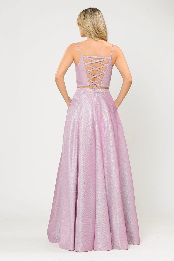 Long Iridescent Glitter Two Piece Dress By Poly USA 8676 16 Long Iridescent Glitter Two Piece Dress By Poly USA 8676