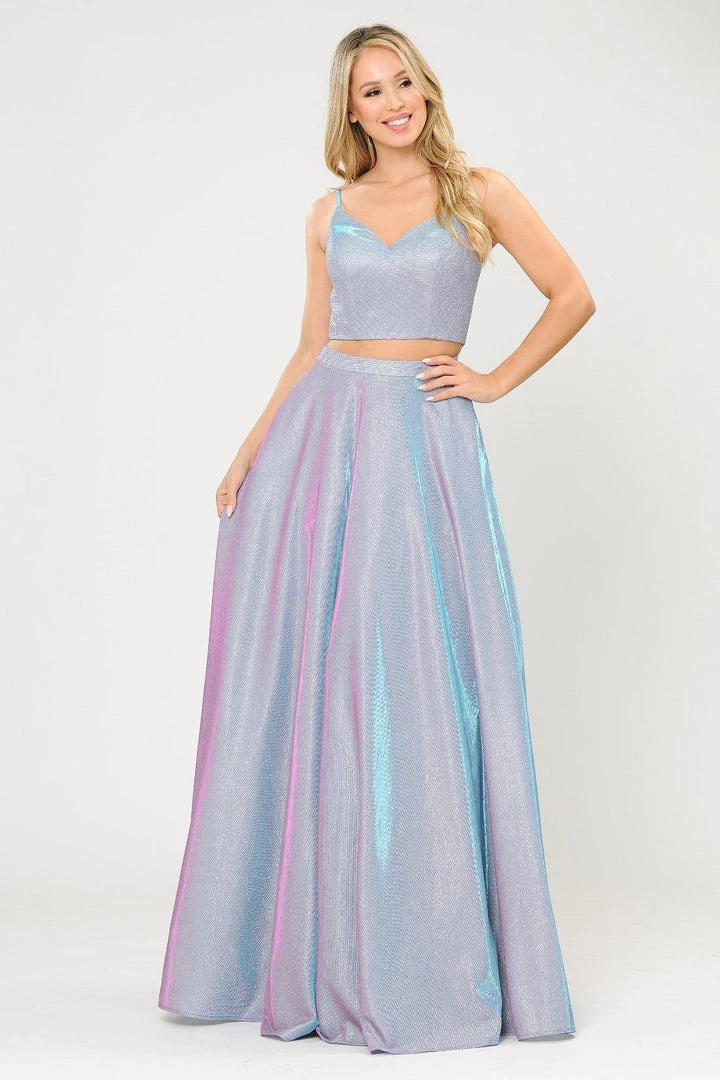 Long Iridescent Glitter Two Piece Dress By Poly USA 8676 10 Long Iridescent Glitter Two Piece Dress By Poly USA 8676