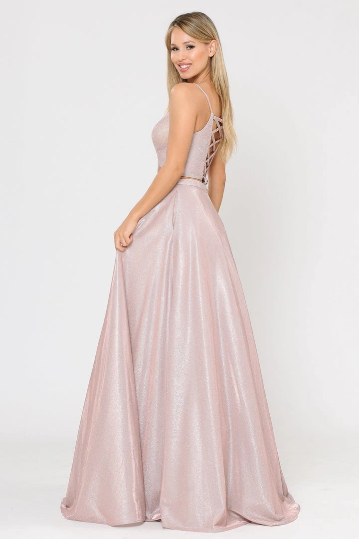 Long Iridescent Glitter Two Piece Dress By Poly USA 8676 5 Long Iridescent Glitter Two Piece Dress By Poly USA 8676