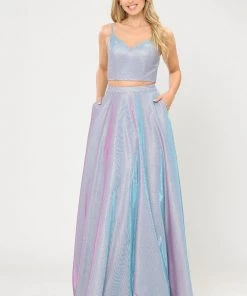 Long Iridescent Glitter Two Piece Dress By Poly USA 8676 23 Long Iridescent Glitter Two Piece Dress By Poly USA 8676