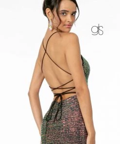 Prom Long Iridescent Sequin Dress With Side Slit By Elizabeth K GL1812