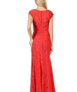 Long Jade Cap Sleeve Lace Dress With Shawl By Lenovia