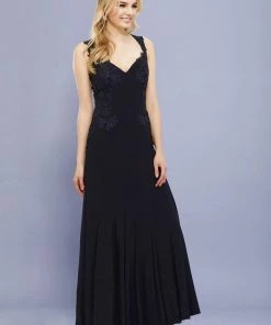 Long Jersey Dress With Lace Accent By Nox Anabel 8258 Prom