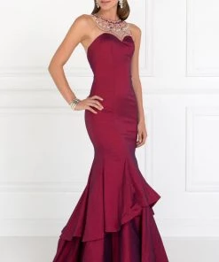Long Jeweled Dress With Two Tiered Skirt By Elizabeth K GL2290 Prom