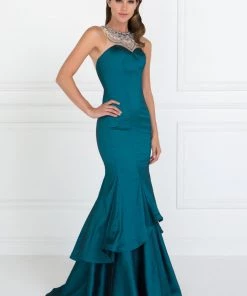 Long Jeweled Dress With Two Tiered Skirt By Elizabeth K GL2290 Prom