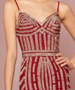 Long Jeweled Mermaid Dress With Open Back By Elizabeth K GL1543