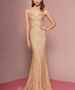 Long Jeweled Mermaid Dress With Open Back By Elizabeth K GL1543