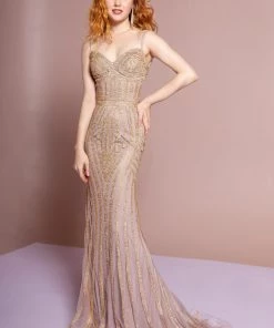 Long Jeweled Mermaid Dress With Open Back By Elizabeth K GL1543
