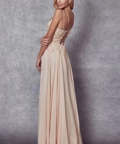 Prom Long Lace Applique Chiffon Dress By Juliet 240