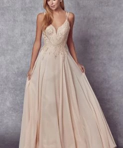 Prom Long Lace Applique Chiffon Dress By Juliet 240