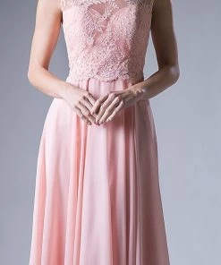 Prom Long Lace Bodice Chiffon Dress By Cinderella Divine CJ245