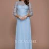Long Lace Bodice Dress With 3/4 Sleeves By Nox Anabel 5083