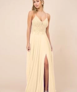 Prom Long Lace Bodice Dress With Corset Back By Nox Anabel A389