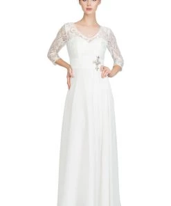 Starbox Prom Long Lace Bodice Dress With Long Sleeves By Star Box 6164