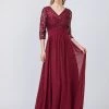Starbox Prom Long Lace Bodice Dress With Mid Sleeves By Star Box 6159