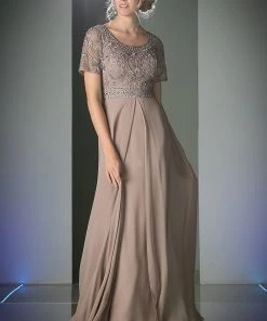 Prom Short Sleeve Long Lace Bodice Dress By Cinderella Divine 1940 13 Prom Short Sleeve Long Lace Bodice Dress By Cinderella Divine 1940