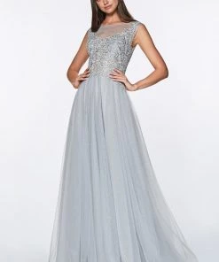Prom Long Lace Bodice Tulle Dress By Cinderella Divine CD0136