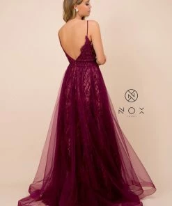 Prom Long Lace Bodice Illusion Dress By Nox Anabel C305