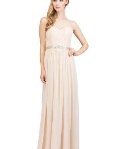 Starbox Long Lace Bodice Strapless Dress With Corset Back By Star Box 6145