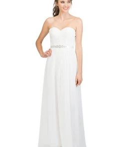 Starbox Long Lace Bodice Strapless Dress With Corset Back By Star Box 6145