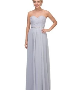 Starbox Long Lace Bodice Strapless Dress With Corset Back By Star Box 6145