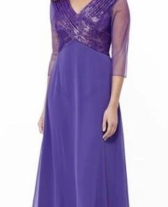 Long Lace Embroidered Dress With Sheer Sleeves By Nox Anabel 5126