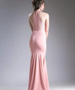 Prom Long Fitted Halter Dress By Cinderella Divine CF102