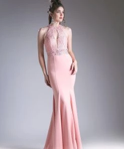 Prom Long Fitted Halter Dress By Cinderella Divine CF102