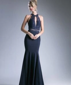 Prom Long Fitted Halter Dress By Cinderella Divine CF102