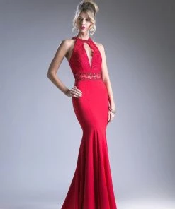 Prom Long Fitted Halter Dress By Cinderella Divine CF102