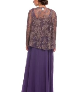 Long Lace Top Dress With Sheer Jacket By Nox Anabel 5076