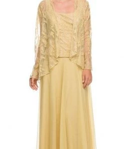 Long Lace Top Dress With Sheer Jacket By Nox Anabel 5076