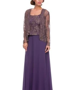 Long Lace Top Dress With Sheer Jacket By Nox Anabel 5076