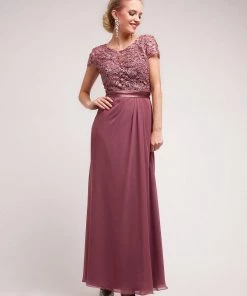 Short Sleeve Lace Bodice Gown By Cinderella Divine 1922