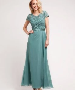 Short Sleeve Lace Bodice Gown By Cinderella Divine 1922