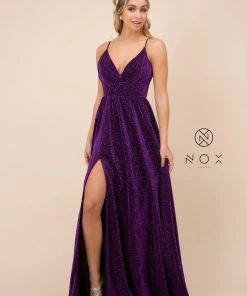 Long Leopard Print V-Neck Dress By Nox Anabel R356 Prom