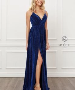 Long Leopard Print V-Neck Dress By Nox Anabel R356 Prom