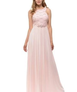 Prom Long Lilac Chiffon Dress With Lace Bodice By Lenovia