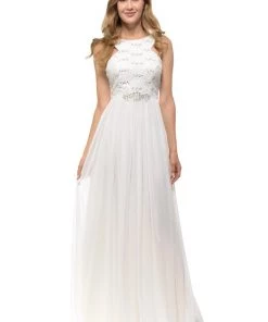 Prom Long Lilac Chiffon Dress With Lace Bodice By Lenovia