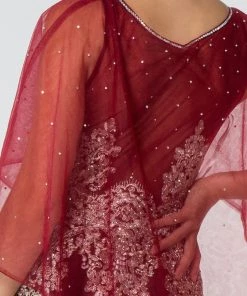 Long Mermaid Cape Dress With Embroidery By Elizabeth K GL1595 22 Long Mermaid Cape Dress With Embroidery By Elizabeth K GL1595