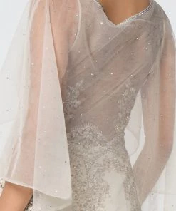 Long Mermaid Cape Dress With Embroidery By Elizabeth K GL1595 26 Long Mermaid Cape Dress With Embroidery By Elizabeth K GL1595