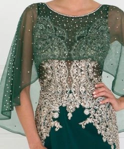 Long Mermaid Cape Dress With Embroidery By Elizabeth K GL1595 17 Long Mermaid Cape Dress With Embroidery By Elizabeth K GL1595