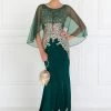 Long Mermaid Cape Dress With Embroidery By Elizabeth K GL1595