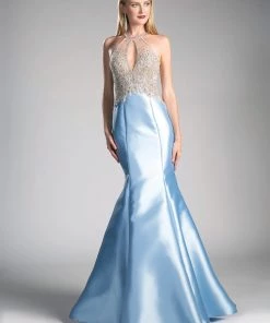 Beaded Halter Mermaid Dress By Cinderella Divine 71321