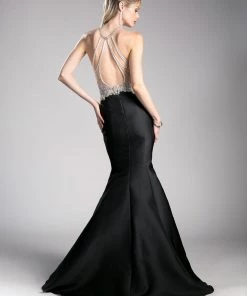 Beaded Halter Mermaid Dress By Cinderella Divine 71321